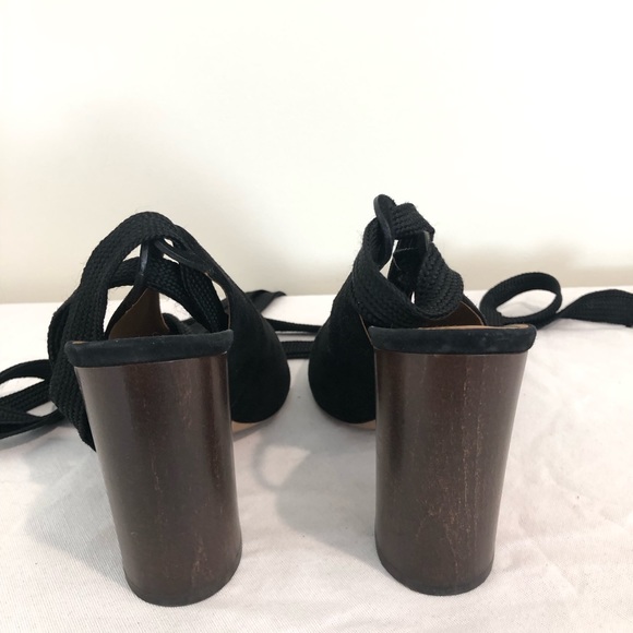 Chloe Black Suede Pumps Heels Ankle Tie Slingback Size 38 Made in Italy - Picture 4 of 6